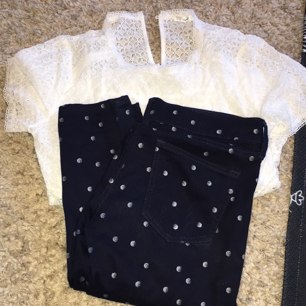 Navy polka dotted pants